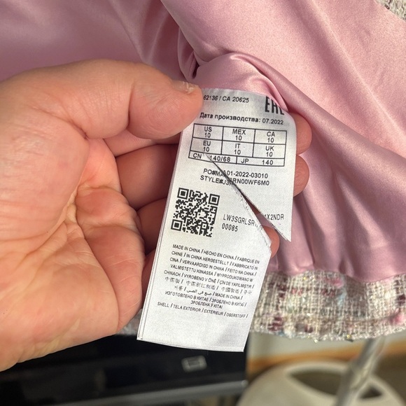 Guess Girls Pink and Cream Tweed Jacket Size 10 - Picture 4 of 5